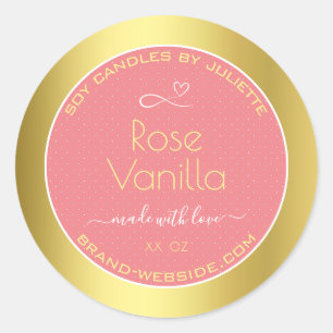 Rose Vanilla Scent Pink Gold Soy Candles Labels