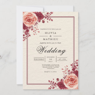 Rose Vine Romantic Arch Wedding Invitation