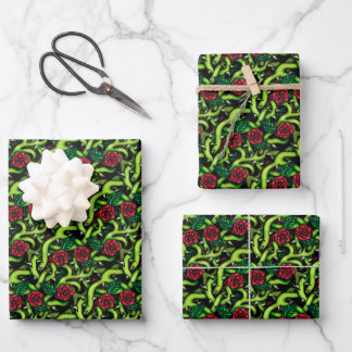 Rose Vines Gothic Christmas Wrapping Paper Sheet