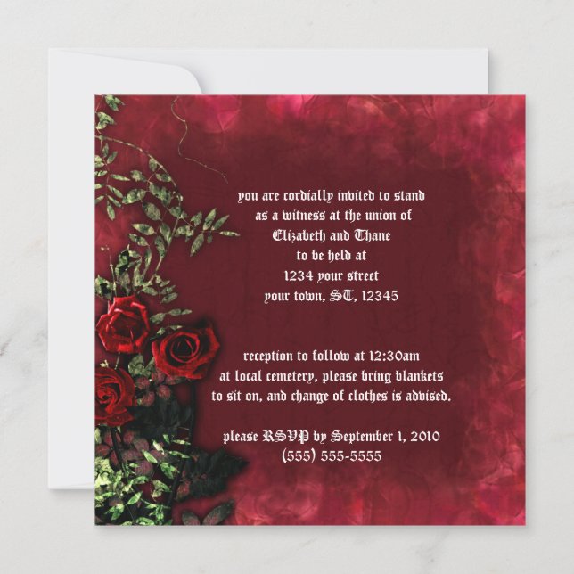 Rose Vines Wedding Gothic Invitation (Front)