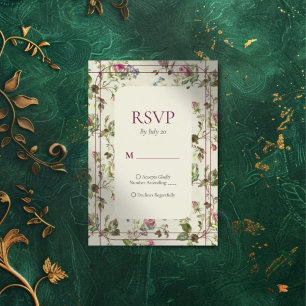 Rose vintage garden wedding rsvp card