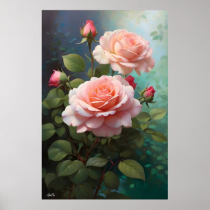 Rose WallArt Oil Painting Style Poster