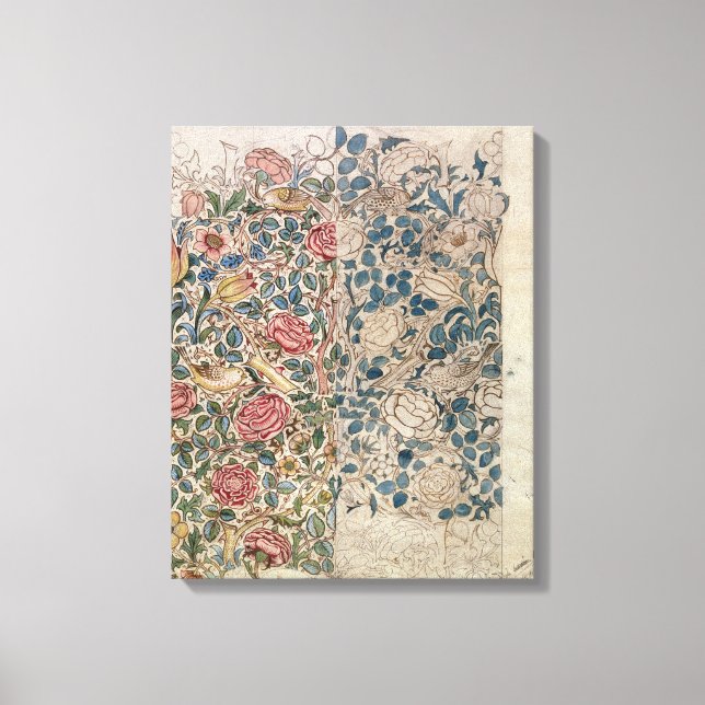 'Rose' wallpaper design (pencil and w/c on paper) Canvas Print (Front)