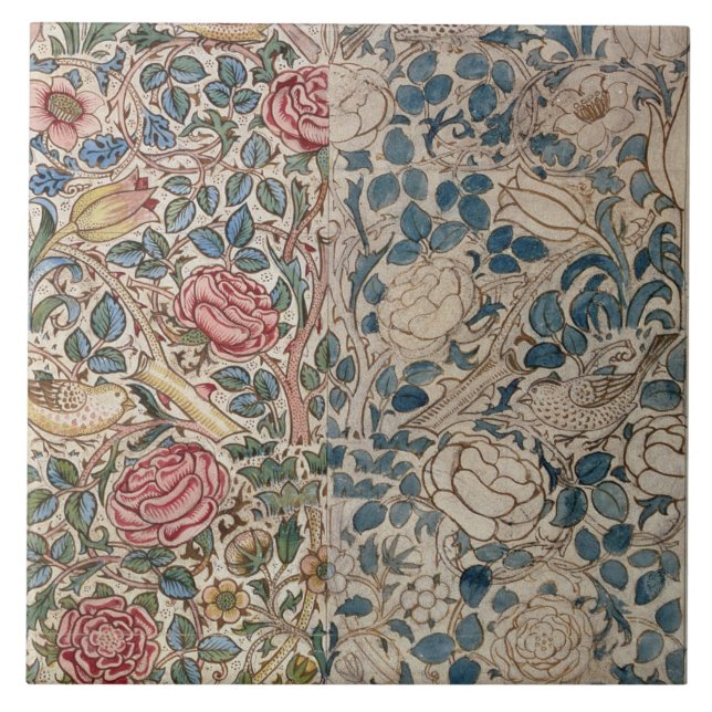 'Rose' wallpaper design (pencil and w/c on paper) Tile (Front)