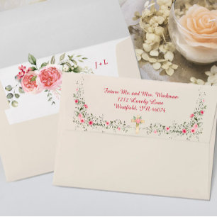 Rose Watercolor Elegant Christian Wedding Envelope