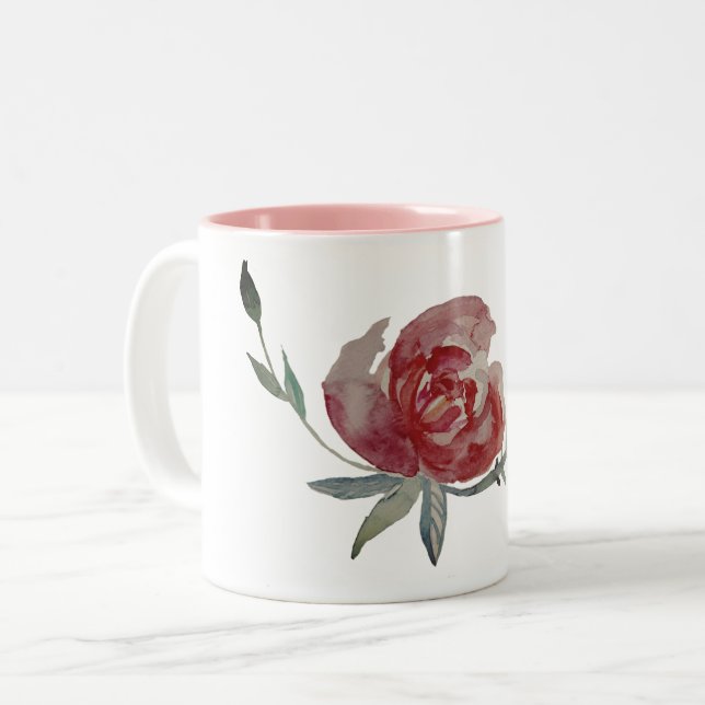 Rose Watercolor Mug (Front Left)