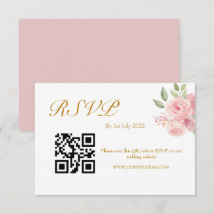 ROSE Watercolor QR Code RSVP Card
