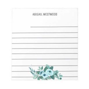 Rose watercolour  Mom Personalized Name  Notepad