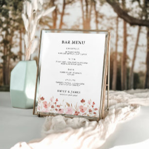 Rose Wedding Bar Menu Sign Template