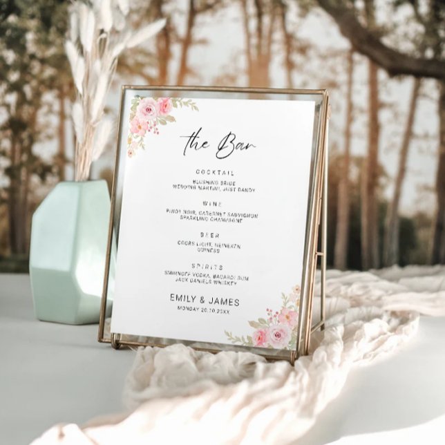 Rose Wedding Bar Menu Sign Template (Rose Wedding Bar Menu Sign Template)