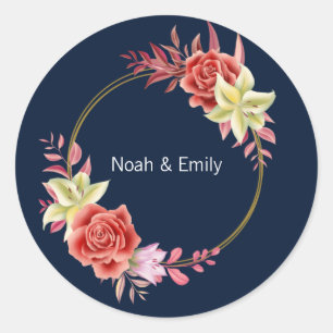Rose Wedding  Classic Round Sticker