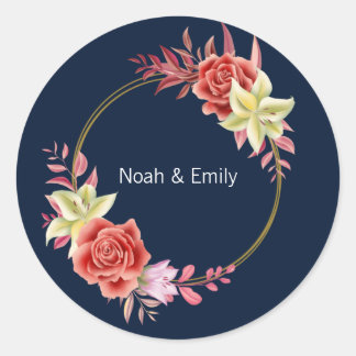 Rose Wedding Classic Round Sticker