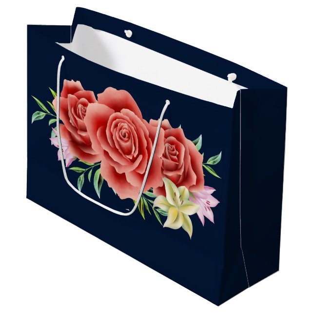 Rose Wedding Large Gift Bag (Front Angled)