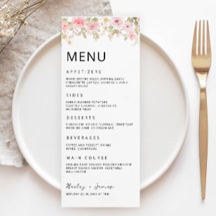 Rose Wedding Menu Cards Template