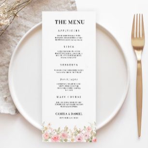 Rose Wedding Menu Cards Template