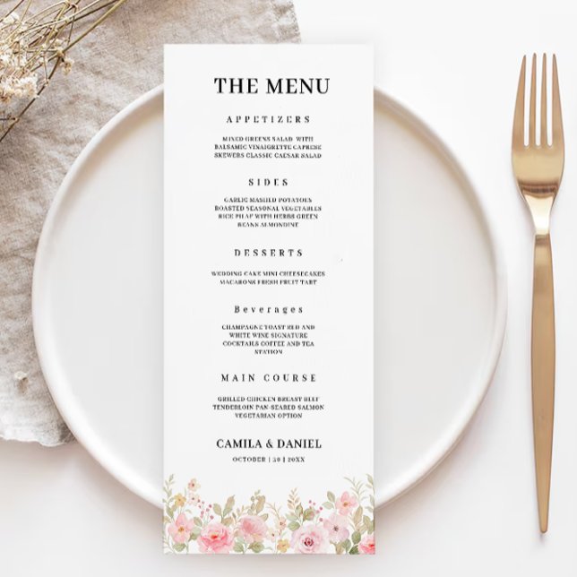 Rose Wedding Menu Cards Template (Rose Wedding Menu Cards Template)