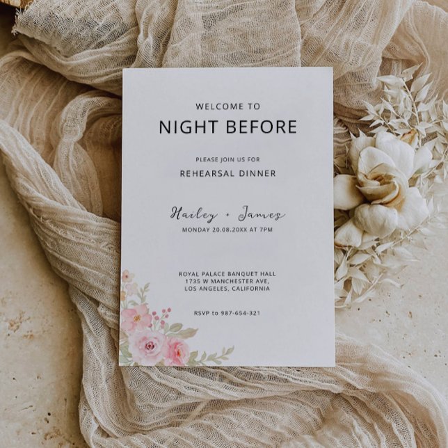 Rose Wedding Rehearsal Dinner Sign Night, Invitation (Rose Wedding Rehearsal Dinner Sign Night, Invitation)