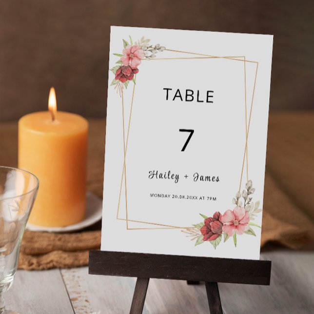 Rose Wedding table card Template (Rose Wedding table card Template)
