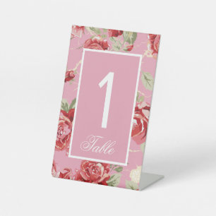 Rose wedding table number sign