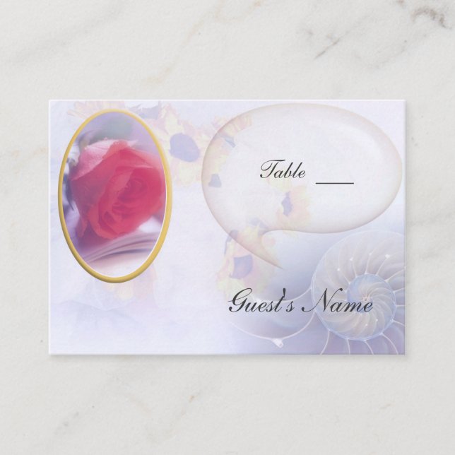 Rose Wedding Table Seating Place Card (Front)
