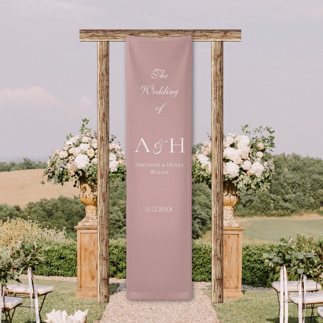 Rose Wedding Welcome Banner (Elegant Pink Fabric Wedding Welcome Sign Banners)