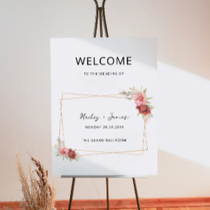 Rose Wedding Welcome Sign
