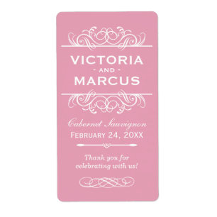 Rose Wedding Wine Bottle Monogram Favour Labels
