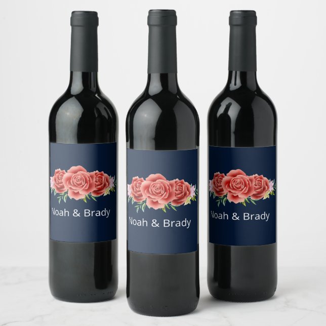 Rose Wedding  Wine Label (Bottles)