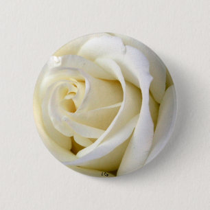 Rose White 6 Cm Round Badge