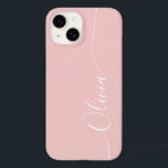 Rose White Elegant Calligraphy Script Name Case-Mate iPhone 14 Case<br><div class="desc">Rose White Elegant Calligraphy Script Custom Personalised Name iPhone 14 Smart Phone Cases features a modern and trendy simple and stylish design with your personalised name in elegant hand written calligraphy script typography on a rose pink background. Designed by ©Evco Studio www.zazzle.com/store/evcostudio</div>