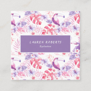 Rose White Luxe Eyelashes Square Business Card