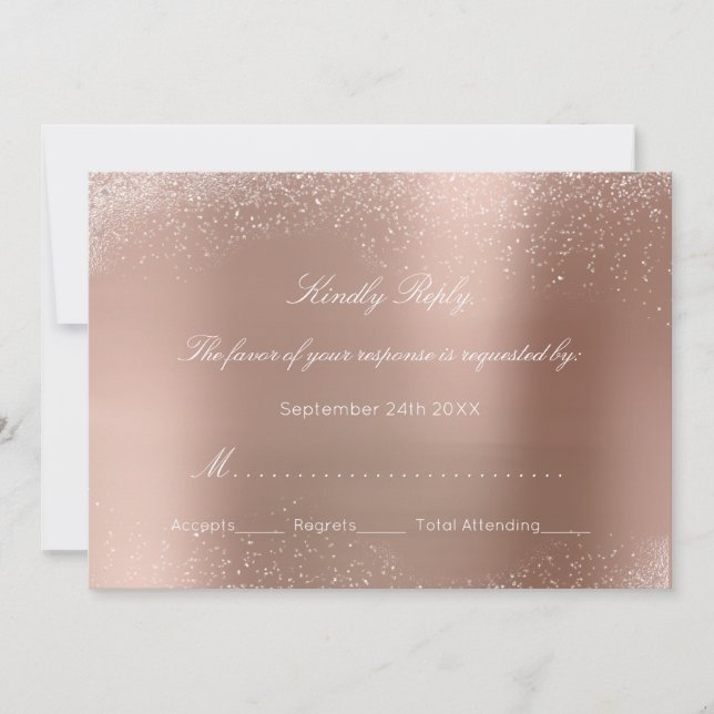 Rose White  Personalised RSVP Delicate Bridal Wedd Invitation (Front)