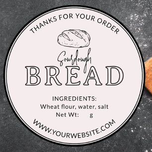 Rose White Pink Sourdough Bread Thank You Sticker
