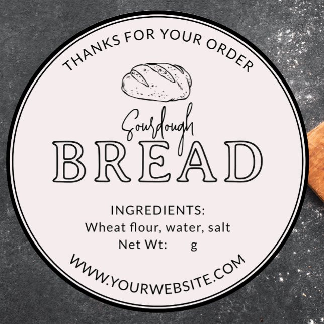 Rose White Pink Sourdough Bread Thank You Sticker (Creator Uploaded)