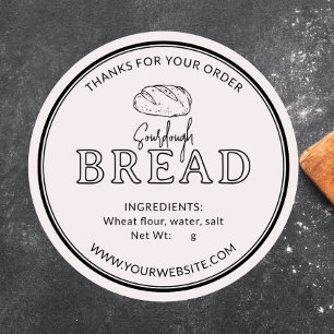 Rose White Pink Sourdough Bread Thank You Sticker