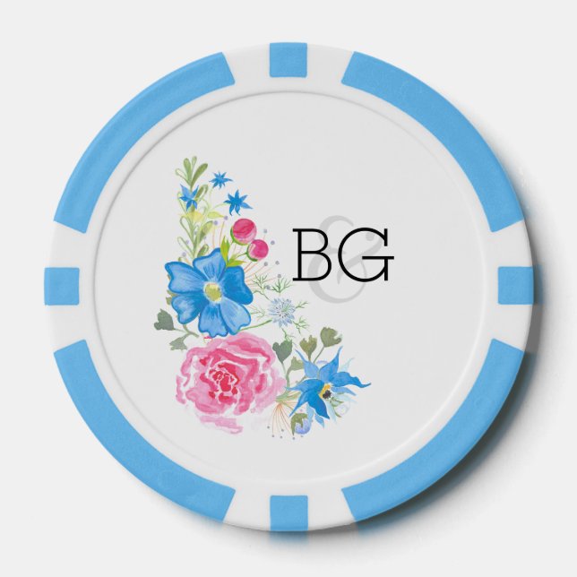 Rose wildlfower watercolor | Personalise Poker Chips (Front)