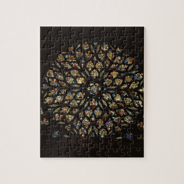 Rose window above the west door, with scenes depic jigsaw puzzle (Vertical)