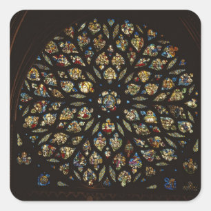 Rose window above the west door, with scenes depic square sticker