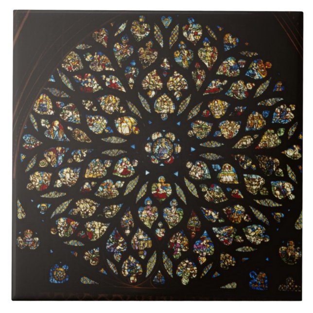 Rose window above the west door, with scenes depic tile (Front)