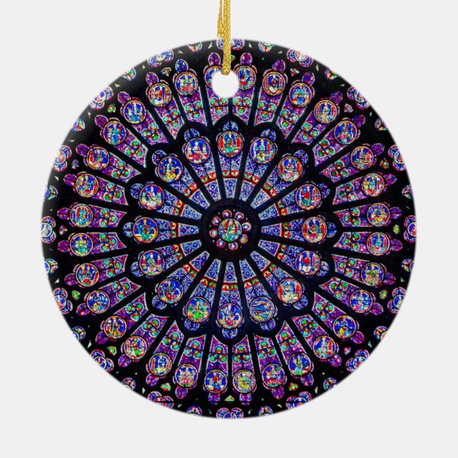 Rose Window of Norte Dame Cathedral Ceramic Tree Decoration (Back)