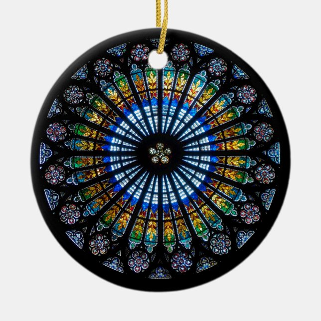 rose window strasbourg cathedral ceramic tree decoration (Front)