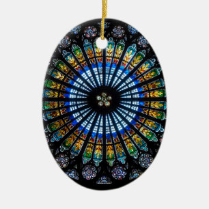 rose window strasbourg cathedral ceramic tree decoration