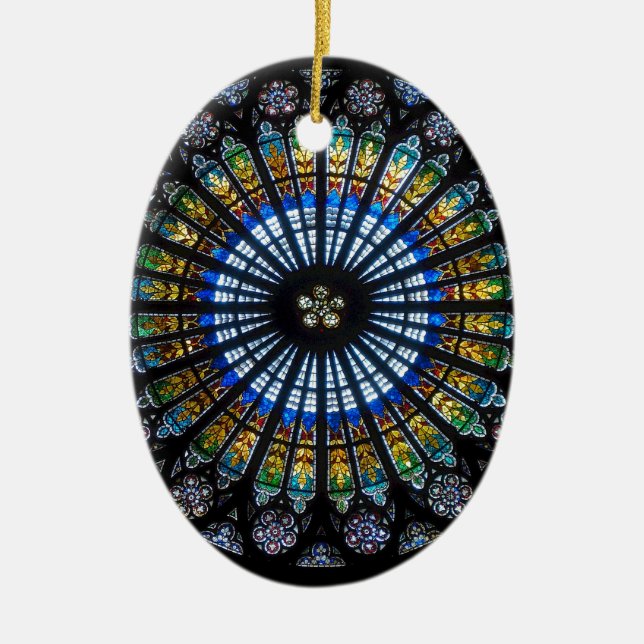 rose window strasbourg cathedral ceramic tree decoration (Front)