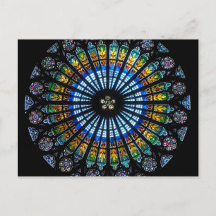 rose window strasbourg cathedral postcard