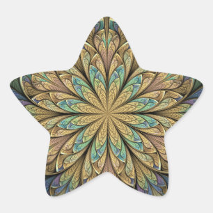 Rose Window Yellow Abstract Stained Glass Star Sticker