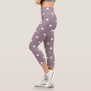 Rose wine and white dots capri leggings