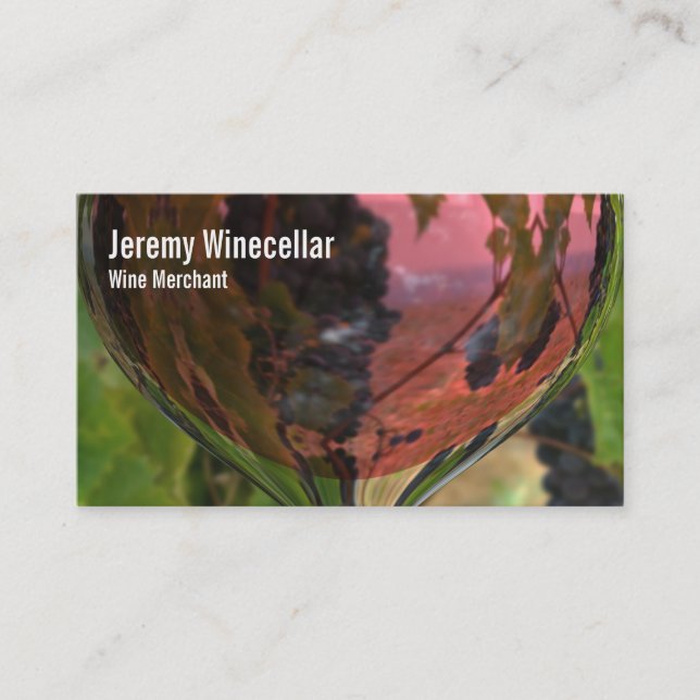 Rose wine glass vineyard business card (Front)