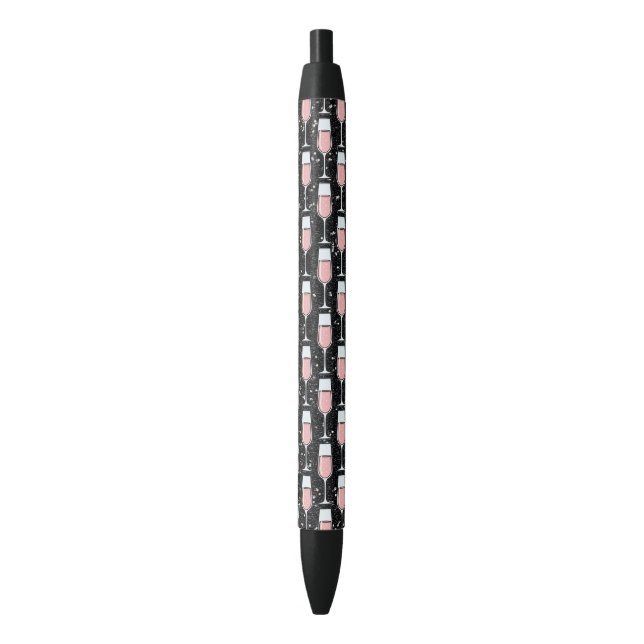 Rose Wine Pattern Black Ink Pen (Front Vertical)