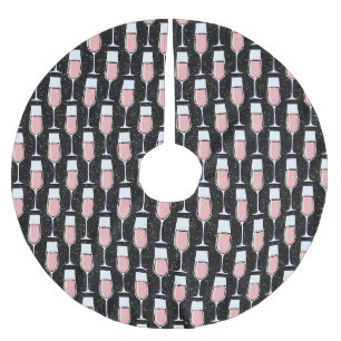 Rose Wine Pattern Brushed Polyester Tree Skirt