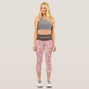 Rose Wine Pattern Capri Leggings